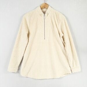 Soft Surroundings Top Womens Small Cream Soft Velour Medallion Design 1/4 Zip